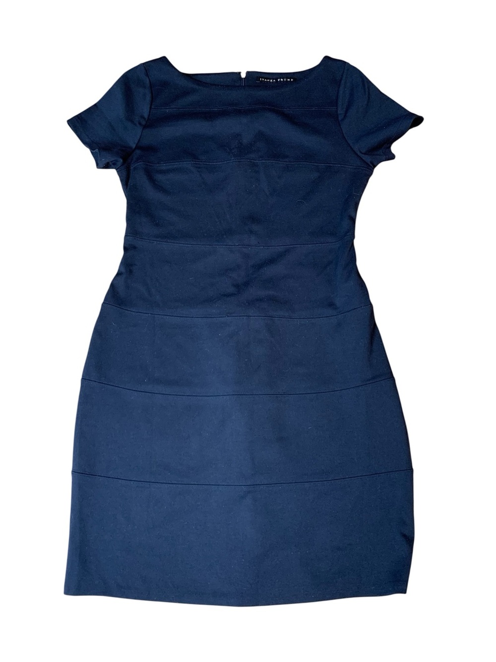 Ivanka Trump Navy Blue Panel Seamed Boatneck Sheath Dress Size 8 / Medium